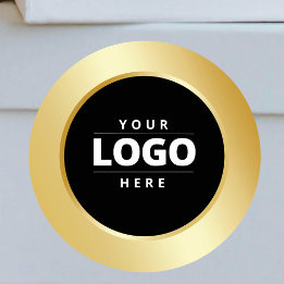 Pegatina Redonda Logotipo de negocio moderno de envío de oro negro