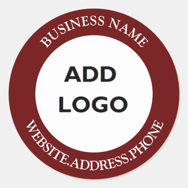 Pegatina Redonda Logotipo de negocio personalizado (Anverso)