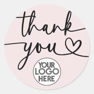 Pegatina Redonda Logotipo de negocio personalizado Gracias Corazón 
