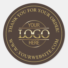 Pegatina Redonda Logotipo de negocio personalizado Marrón promocion