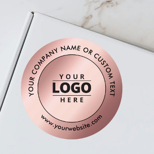Pegatina Redonda Logotipo de negocio Rose Gold Promocional Envío