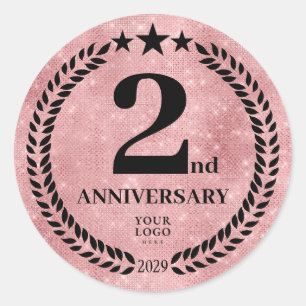Pegatina Redonda Logotipo de negocios de 2º aniversario con estilo 
