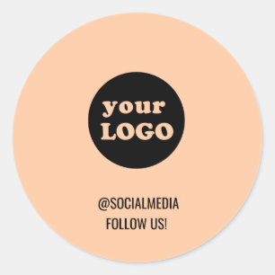 Pegatina Redonda Logotipo de negocios de Personalizado Peach modern