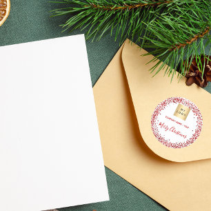 Pegatina Redonda logotipo de negocios de purpurinas rojos