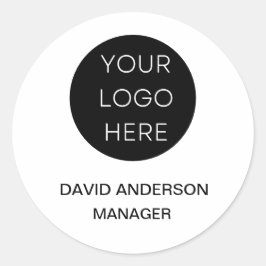 Pegatina Redonda Logotipo de negocios personalizado Blanco moderno