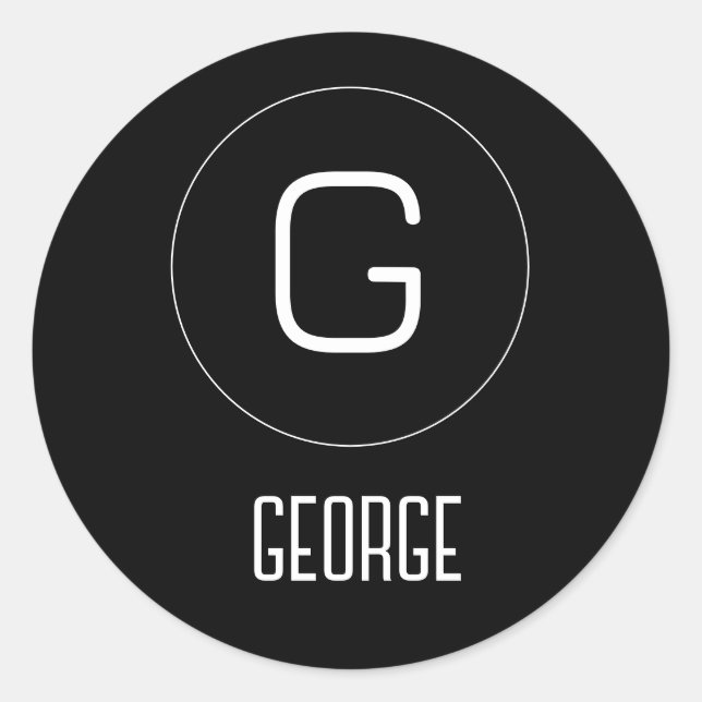 Pegatina Redonda logotipo de nombre personal de personalizable (Anverso)