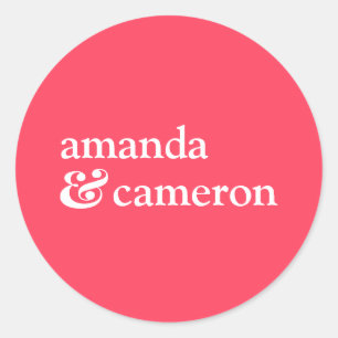 Pegatina Redonda Logotipo de nombres de novias simples y groom de c