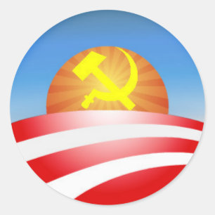Pegatina Redonda logotipo de obama - soviet