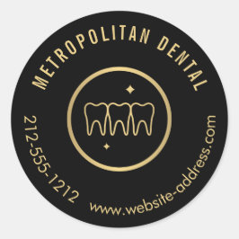 Pegatina Redonda Logotipo de oro falso moderno para dentista diente