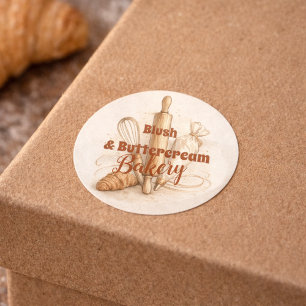 Pegatina Redonda Logotipo de panadería Branding de pastelería