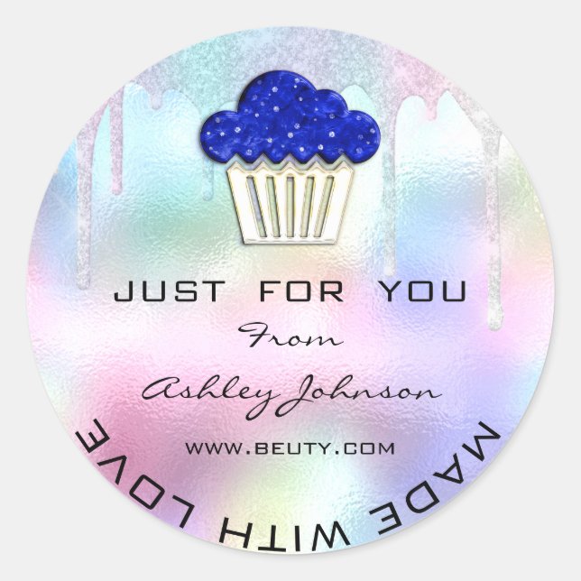 Pegatina Redonda Logotipo de panadería casera de pasteles y muffins (Anverso)