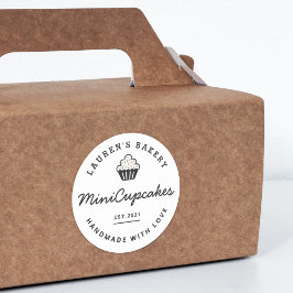 Pegatina Redonda Logotipo de panadería casera retro moderno