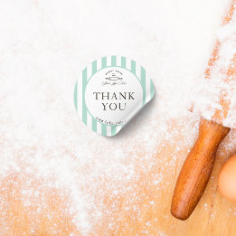 Pegatina Redonda Logotipo de panadería con rayas verdes de la Casa 