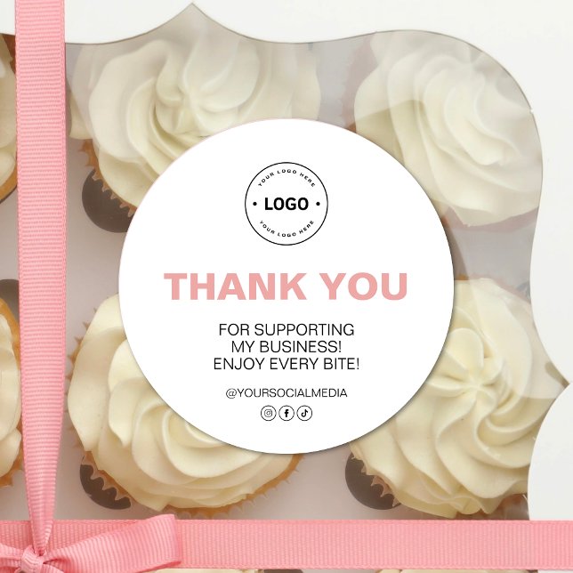 Pegatina Redonda Logotipo de panadería Gracias   (Bakery Logo Thank You Classic Round Sticker)