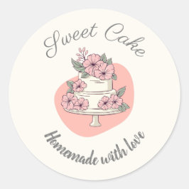 Pegatina Redonda Logotipo de Panadería Sweet Cake