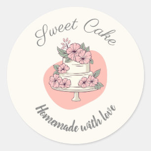 Pegatina Redonda Logotipo de Panadería Sweet Cake