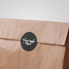 Pegatina Redonda Logotipo de pequeñas empresas del Boho blanco y ne