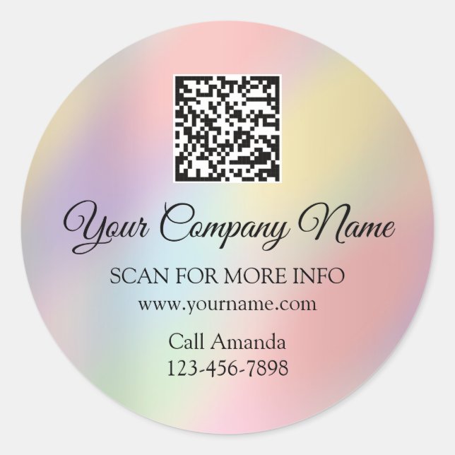 Pegatina Redonda Logotipo de personalizado Código QR Rosa promocion (Anverso)