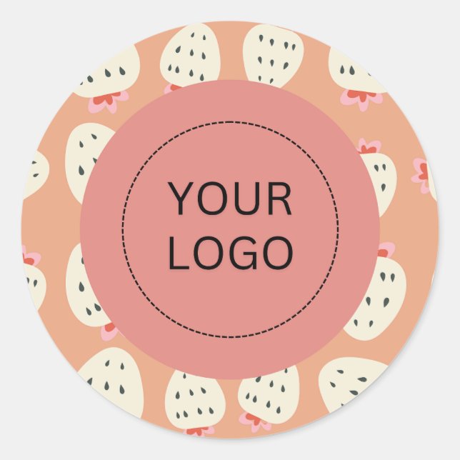 Pegatina Redonda Logotipo de Personalizado de fresa moderna y femen (Anverso)