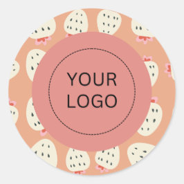 Pegatina Redonda Logotipo de Personalizado de fresa moderna y femen