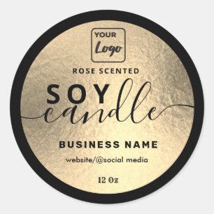 Pegatina Redonda Logotipo de personalizado de velas de soja con gui