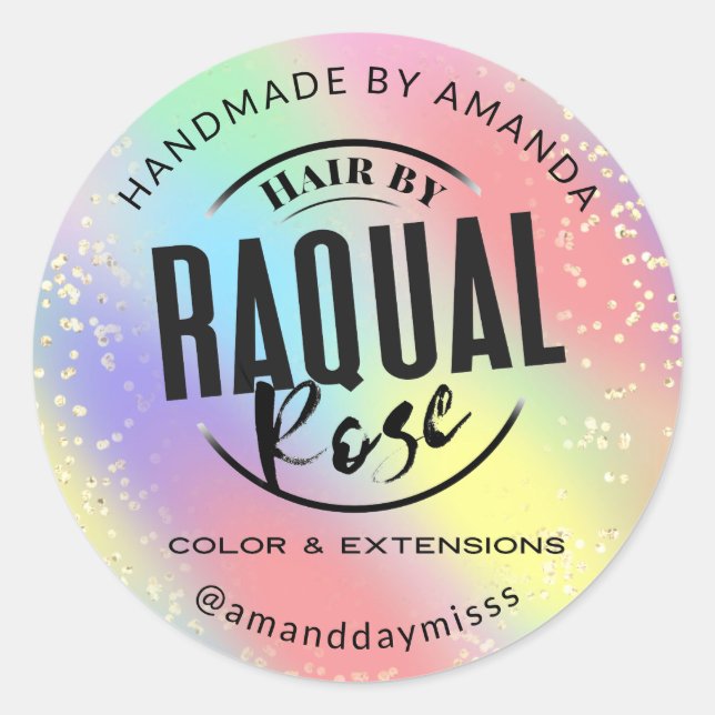 Pegatina Redonda Logotipo de personalizado Pequeña Empresa Holográf (Anverso)