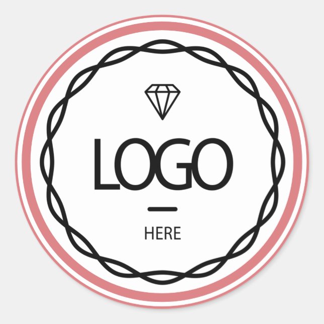 Pegatina Redonda Logotipo de Personalizado promocional Rosa en polv (Anverso)