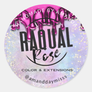 Pegatina Redonda Logotipo de personalizado Rosa Holográfico de Conf