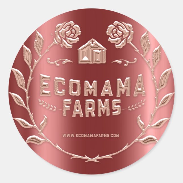 Pegatina Redonda Logotipo de personalizado Rosas de ejemplo de Burg (Anverso)