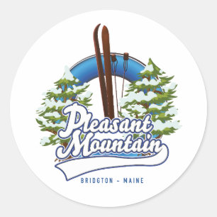 Pegatina Redonda logotipo de Pleasant Mountain Ski Bridgton.