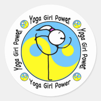 Pegatina Redonda Logotipo de poder del Chica de yoga