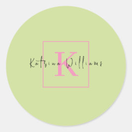 Pegatina Redonda Logotipo de promoción profesional Monograma rosa v