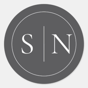Pegatina Redonda Logotipo de proveedor de bodas en blanco y negro (