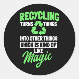 Pegatina Redonda Logotipo de reciclaje Ecologista Reciclaje Día de