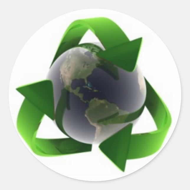 Pegatina Redonda logotipo de reciclaje fresco (Anverso)