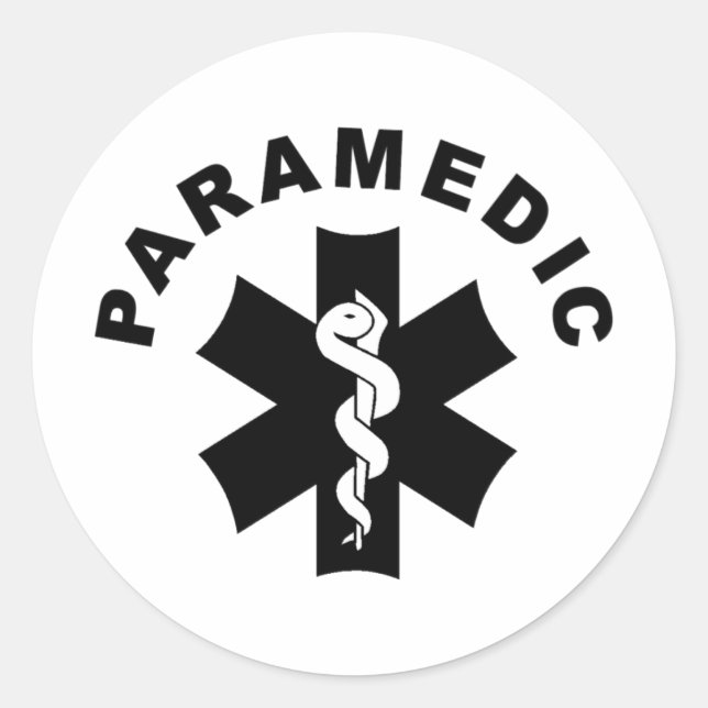 Pegatina Redonda Logotipo de rescate de EMS paramédico (Anverso)