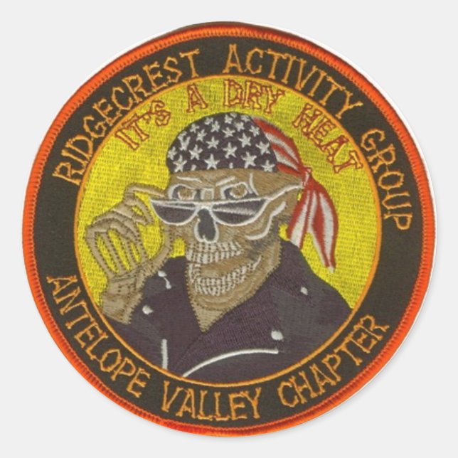 Pegatina Redonda Logotipo de Ridgecrest HOG (Anverso)