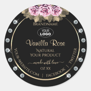 Pegatina Redonda Logotipo de Rosas de marcas de embalaje de product