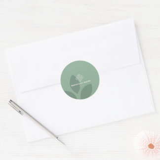 Pegatina Redonda Logotipo de salud de hoja verde minimalista de Sag