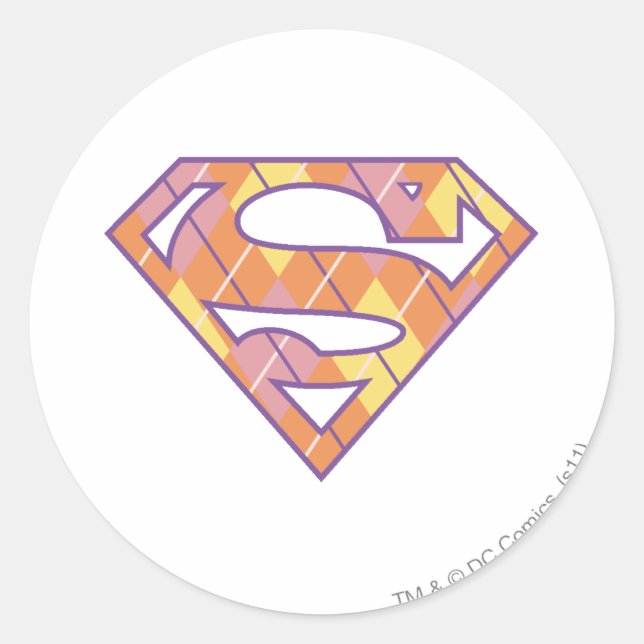 Pegatina Redonda Logotipo de Supergirl Argyle (Anverso)