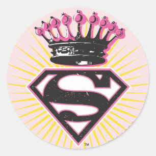 Pegatina Redonda Logotipo de Supergirl con la corona