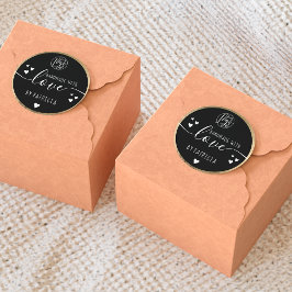 Pegatina Redonda Logotipo de tipografía de amor hecho a mano corazo