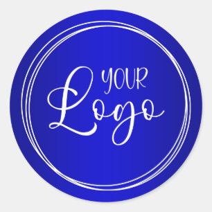 Pegatina Redonda Logotipo de tu empresa con efecto Ombre Azul Real