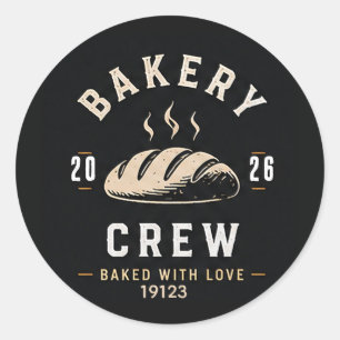 Pegatina Redonda 🥖 Logotipo de Uniforme del Equipo de Panadería 🥖