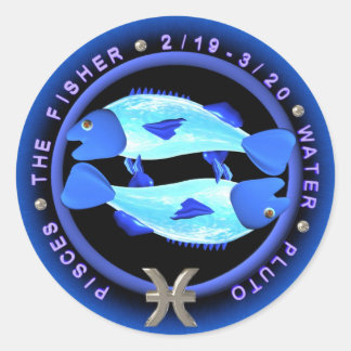 Pegatina Redonda logotipo de valxart Pisces zodiac