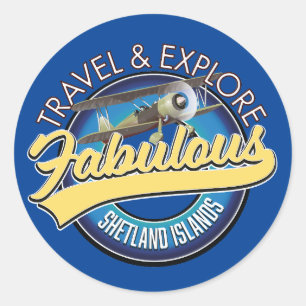 Pegatina Redonda logotipo de viaje explora las fabulosas Islas Shet