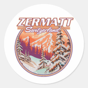 Pegatina Redonda logotipo de Zermatt suiza