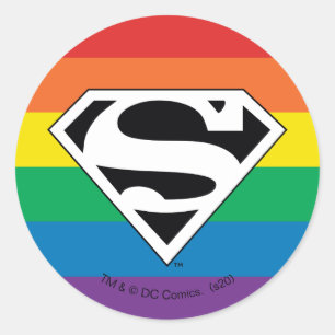 Pegatina Redonda Logotipo del arco iris de Superman