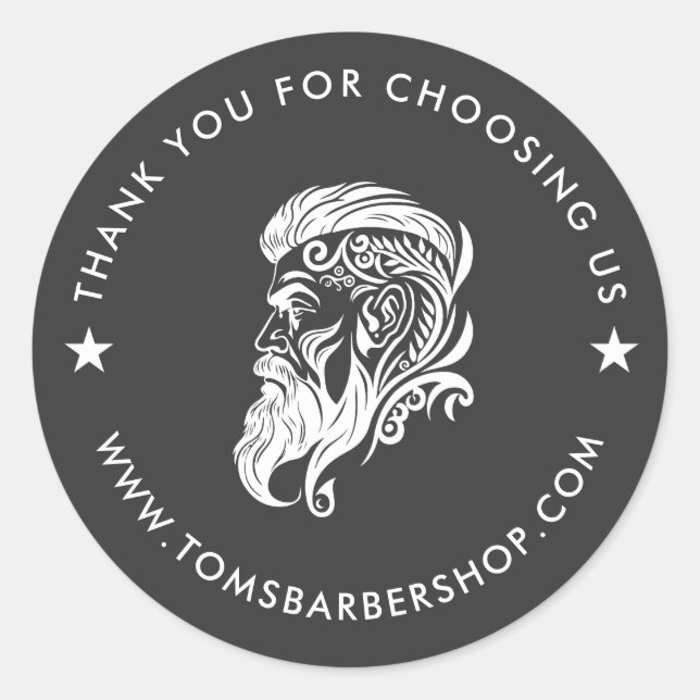 Pegatina Redonda Logotipo del cabello blanco Personalizado de tipog (Anverso)