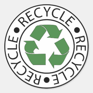 Pegatina Redonda Logotipo del Centro Verde de reciclaje